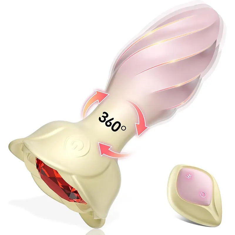 Rose Diamond Vibrating Anal Plug with Remote Control