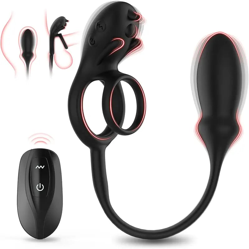 3-in-1 Vibrating Stimulating Penis Ring and Anal Plug