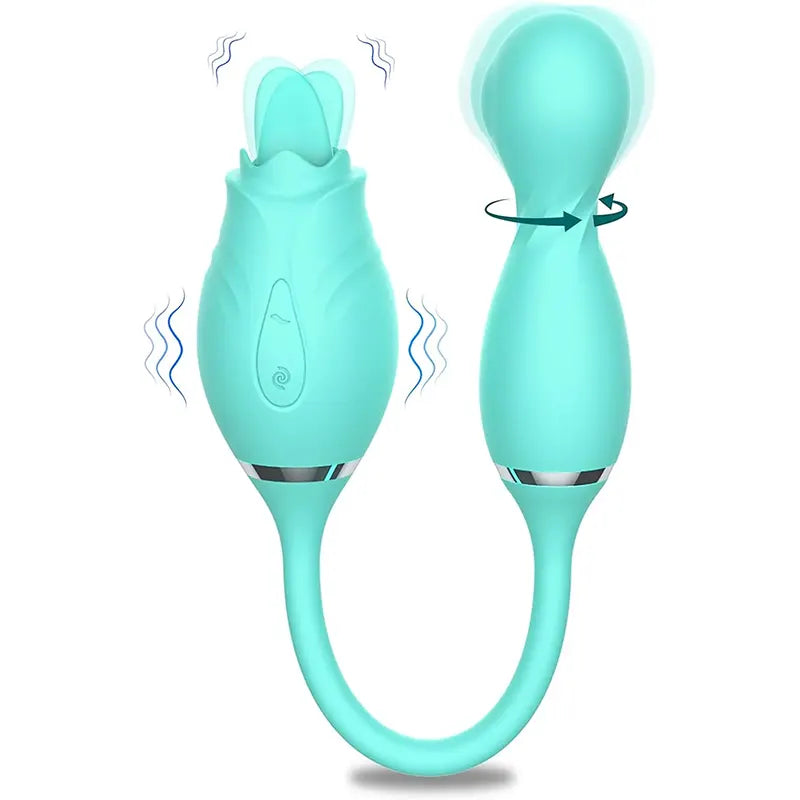 Double Headed Rose Tongue and Clitoris G-spot Vibrator