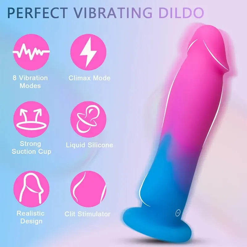 Ombre Ecstasy Vibrating Suction Dildo