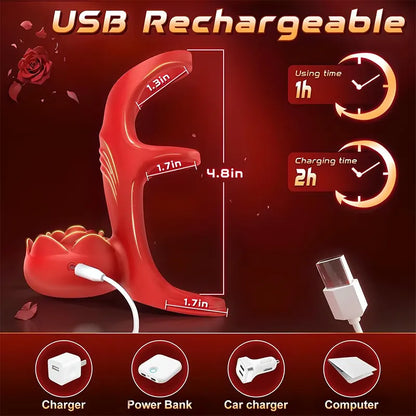 Rose 3-Ring Vibrating Remote Control Penis Ring