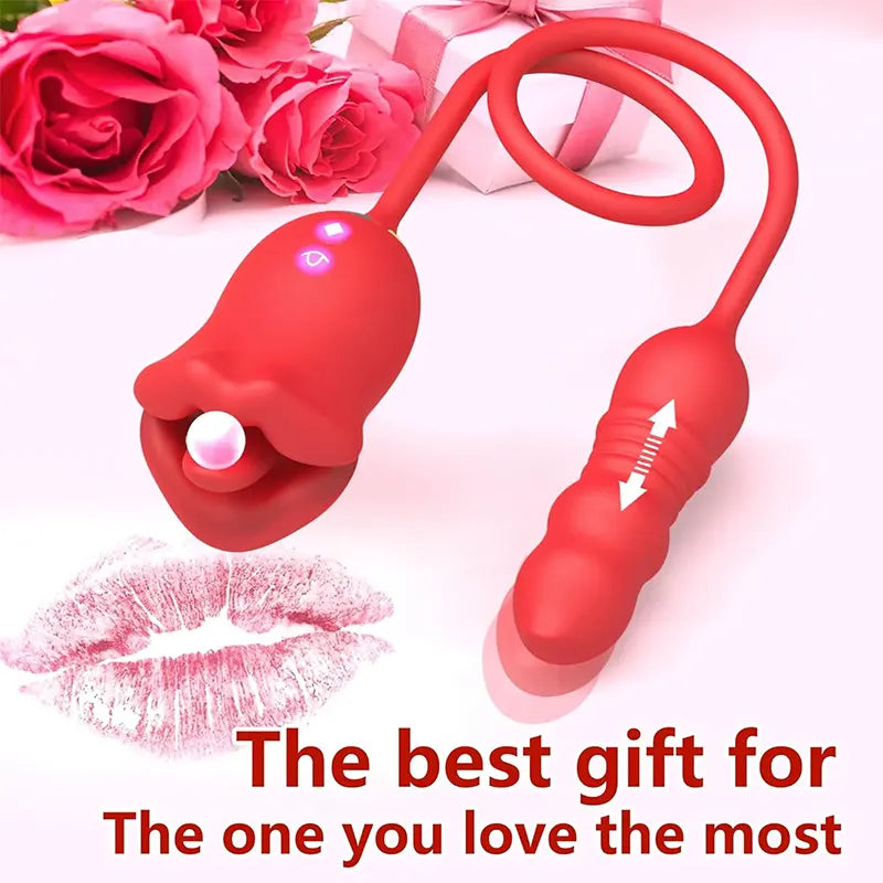 2-in-1 Rose Tongue & G-spot Vibrator