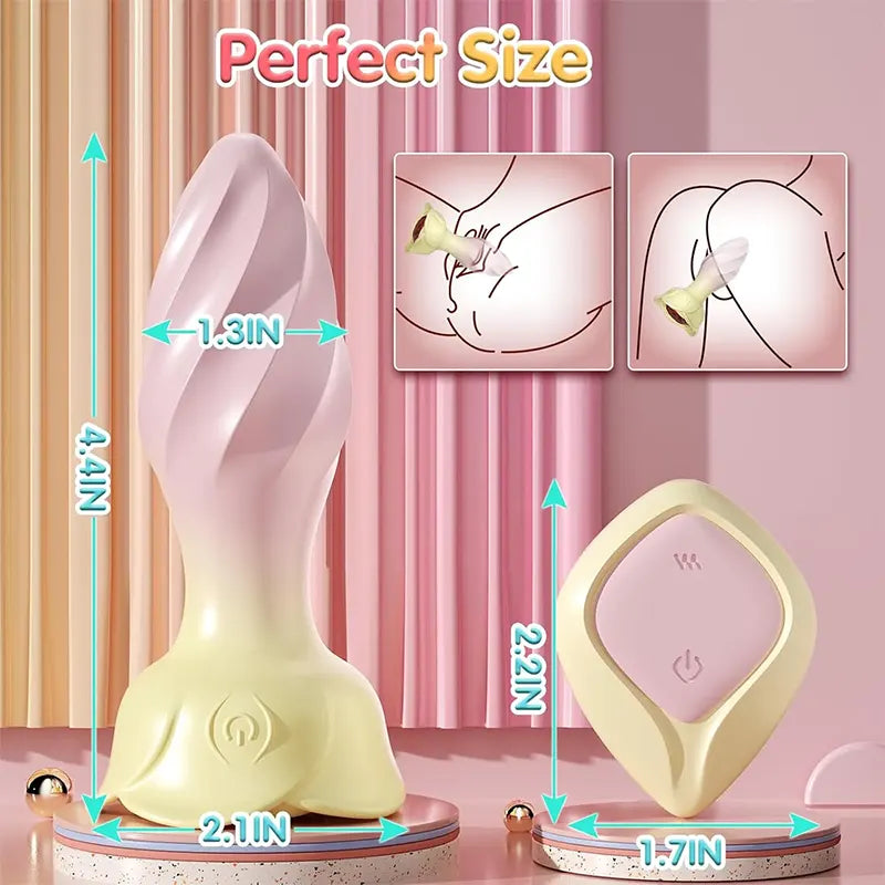 Rose Diamond Vibrating Anal Plug with Remote Control