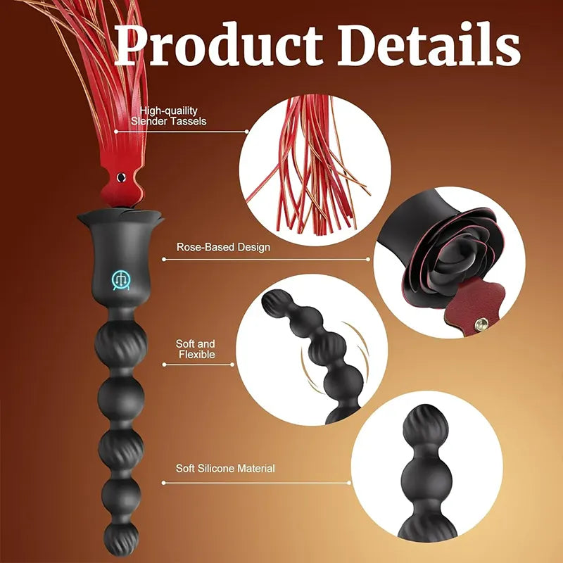 Rose Anal Beads and Flogger Set