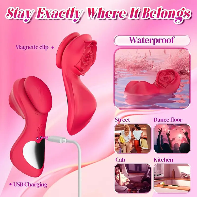 Rose-Shaped Panty Vibrator - Discreet On-the-Go Fun