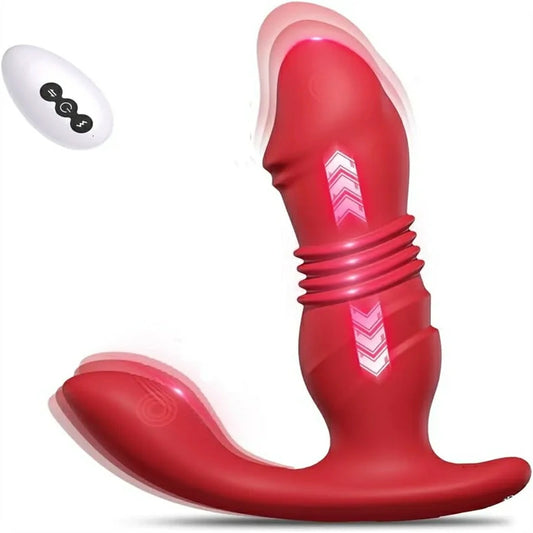 3-in-1 Thrusting Remote Control Vibrator with Dual Motors