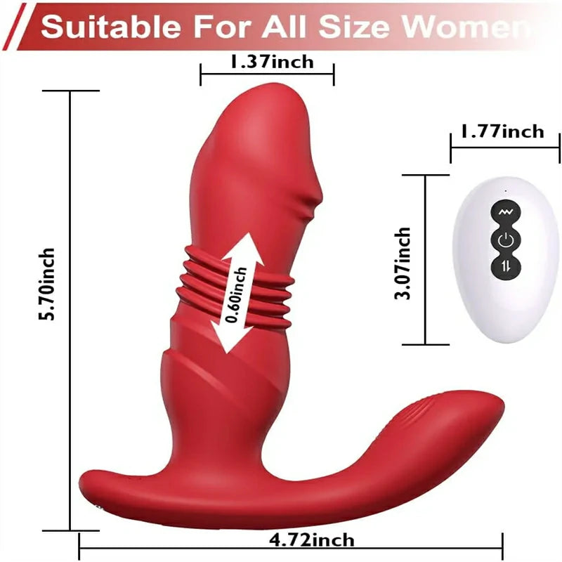 3-in-1 Thrusting Remote Control Vibrator with Dual Motors