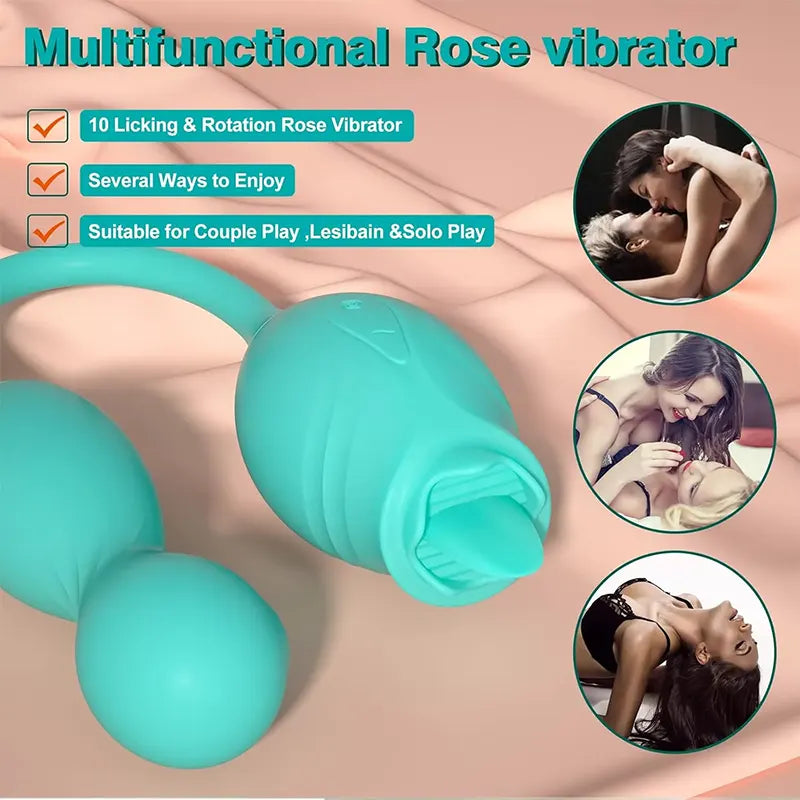 Double Headed Rose Tongue and Clitoris G-spot Vibrator