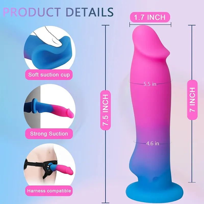 Ombre Ecstasy Vibrating Suction Dildo