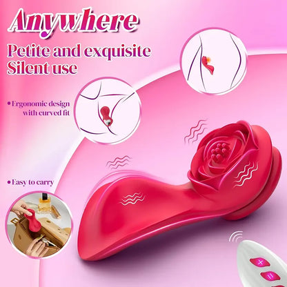 Rose-Shaped Panty Vibrator - Discreet On-the-Go Fun