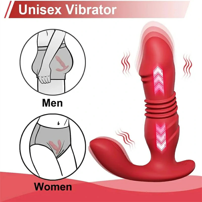 3-in-1 Thrusting Remote Control Vibrator with Dual Motors