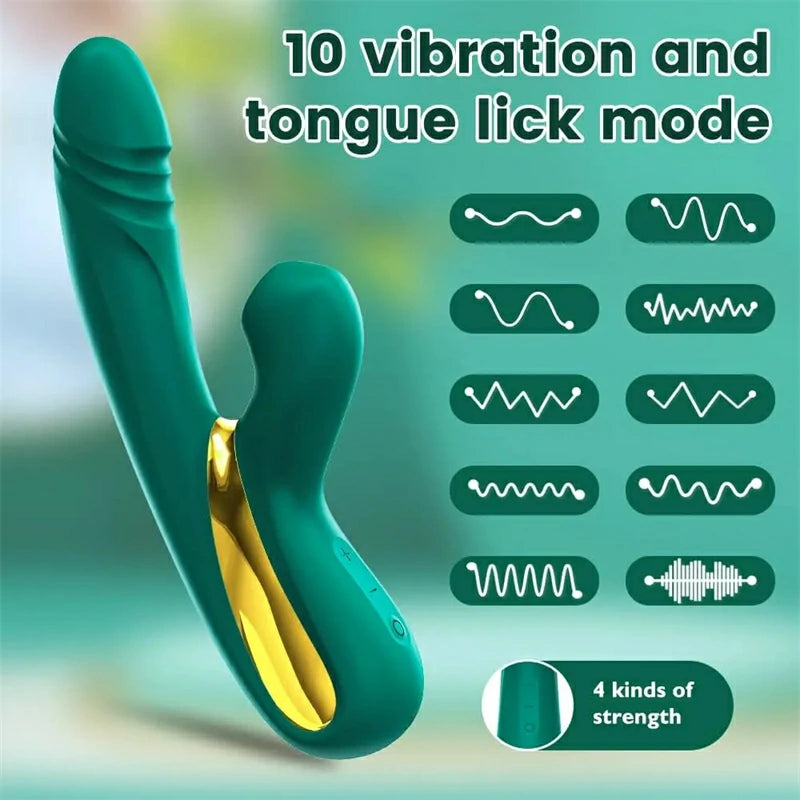 2-in-1 Vibrating and Licking Vibrator