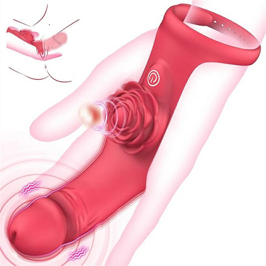 2-in-1 Finger Rose Vibrator: Dildo and Rose Stimulation Combo