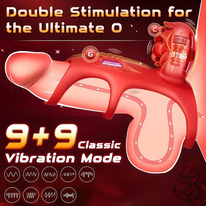 Rose 3-Ring Vibrating Remote Control Penis Ring