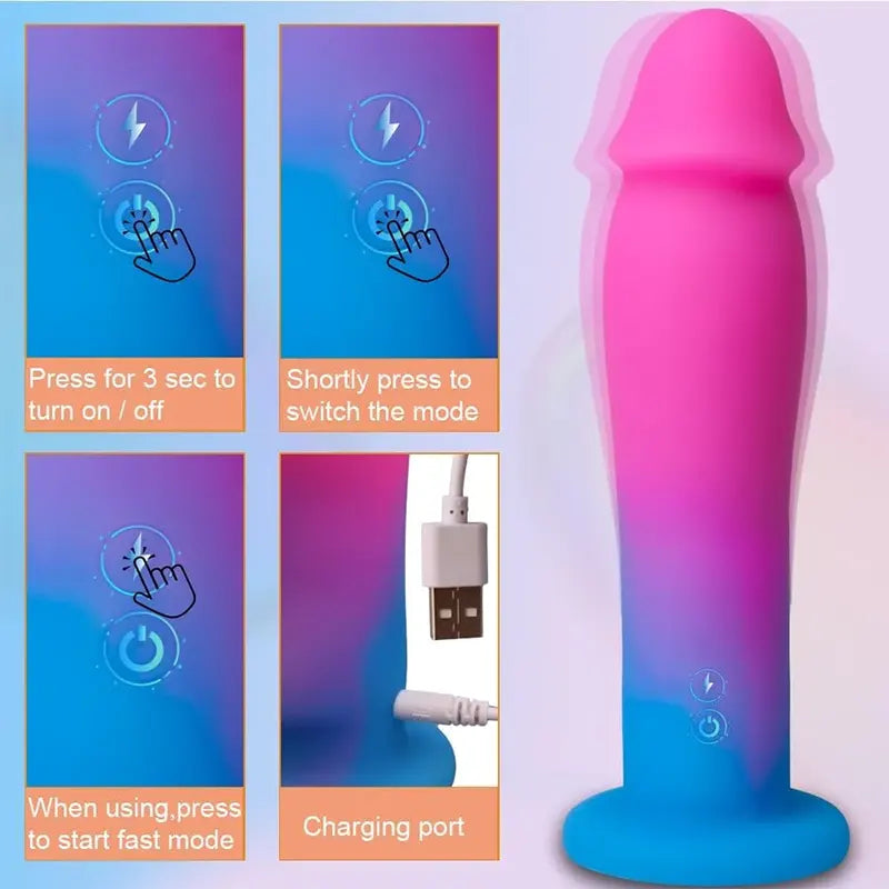 Ombre Ecstasy Vibrating Suction Dildo