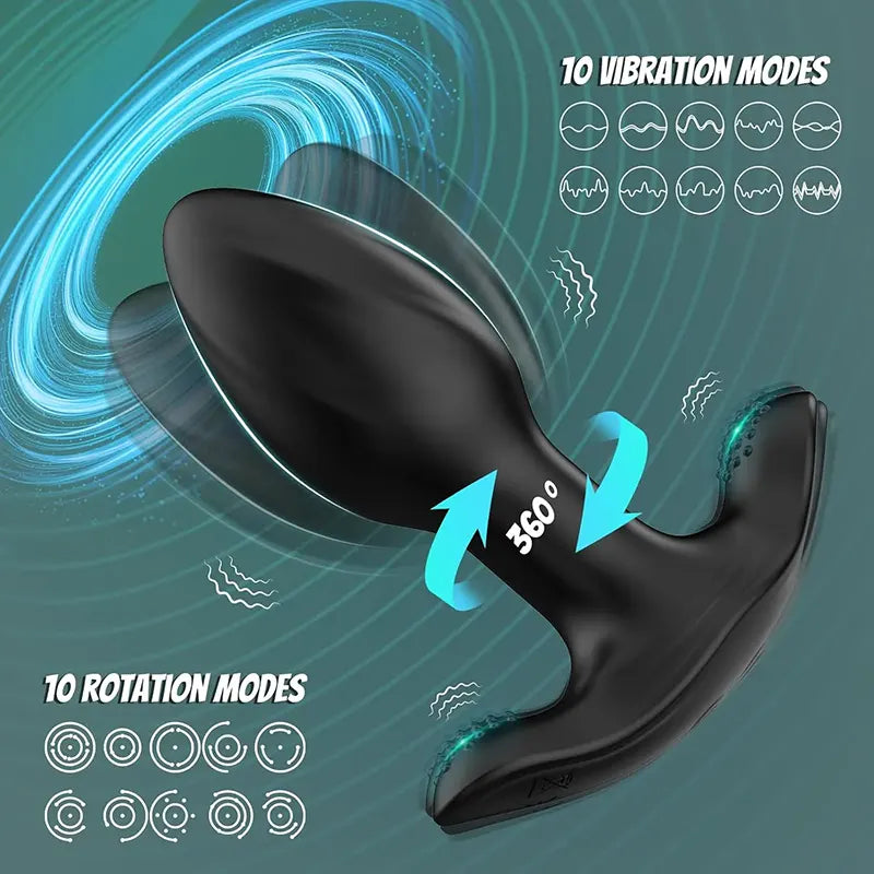 10-Mode Vibrating & Rotating Anal Plug with Remote Control