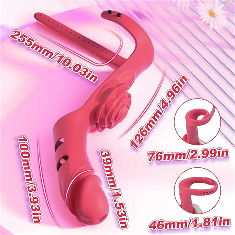 2-in-1 Finger Rose Vibrator: Dildo and Rose Stimulation Combo