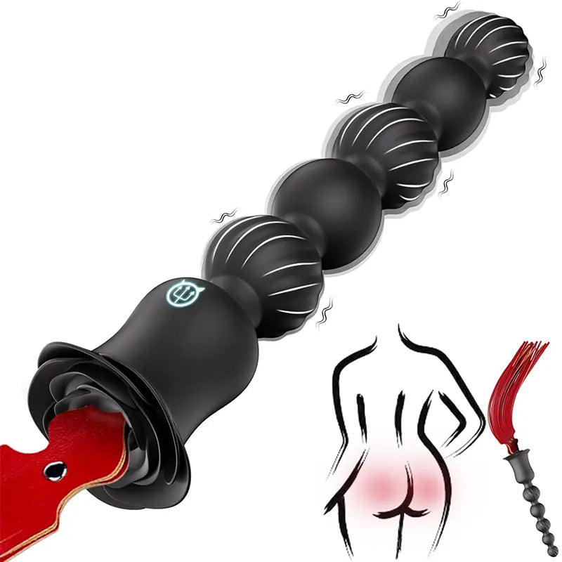 Rose Anal Beads and Flogger Set